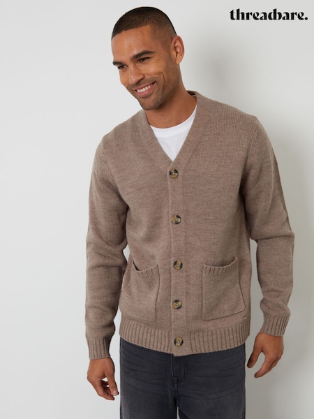 Threadbare Light Brown Knitted V-Neck Cardigan (H99432) | R$ 350