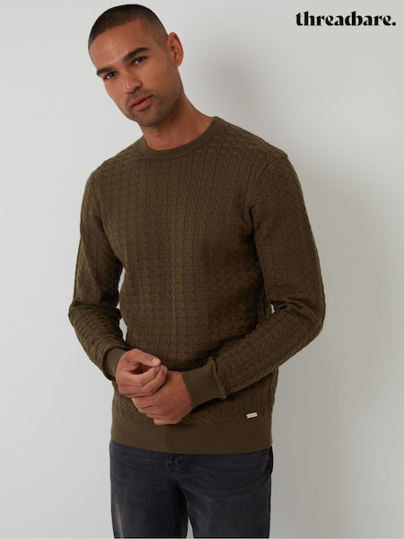 Threadbare Green Cable Knit Crew Neck Jumper (H99439) | 154 QAR