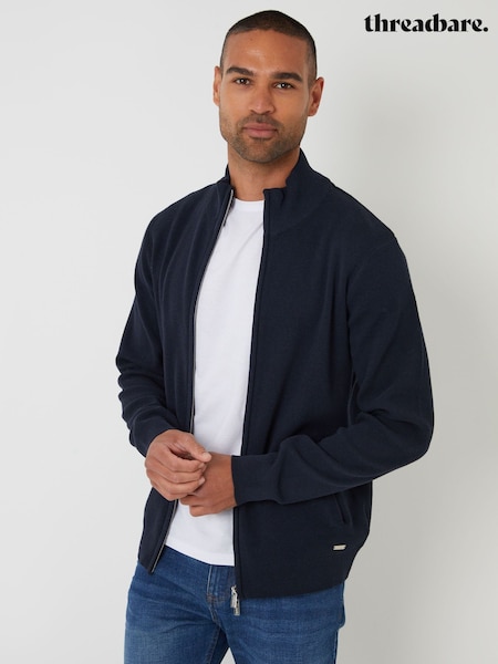Albastru - Threadbare Knitted Zip Up Funnel Neck Cardigan (H99447) | 209 LEI