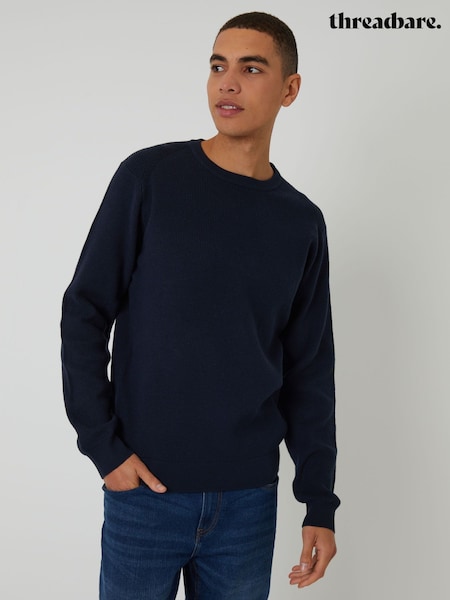 Azul - Threadbare Rib Knit Crew Neck Jumper (H99468) | R$ 280