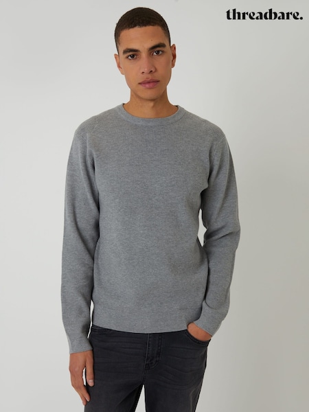 Threadbare Grey Rib Knit Crew Neck Jumper (H99473) | $54