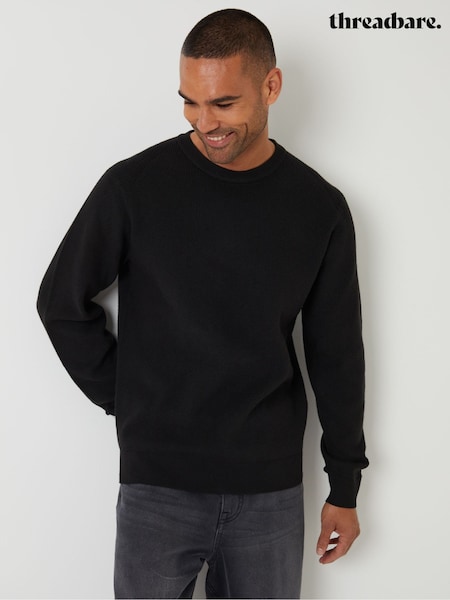 Threadbare Black Rib Knit Crew Neck Jumper (H99476) | €41