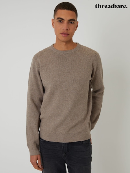Threadbare Brown Rib Knit Crew Neck Jumper (H99490) | €41