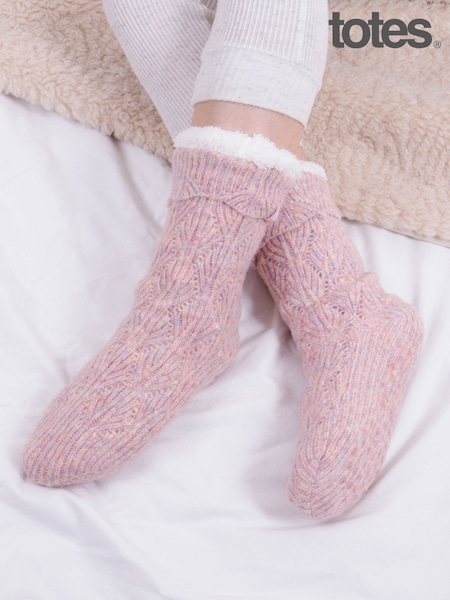 Totes Pink Toasties Ladies Texture Slipper Socks (H99517) | €24
