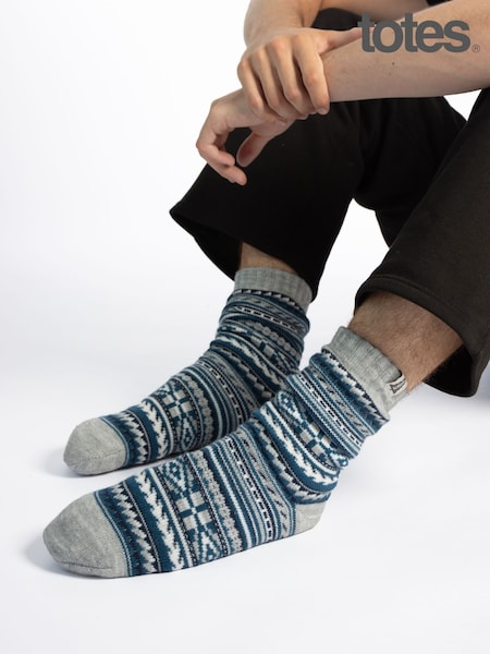 Totes Toasties Mens Sherpa Lined Fair Isle Slipper Socks (H99680) | 28 €