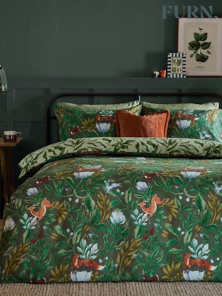 Furn Forest Green Into The Woods Printed Reversible Duvet Cover Set (H99898) | €26 - €47