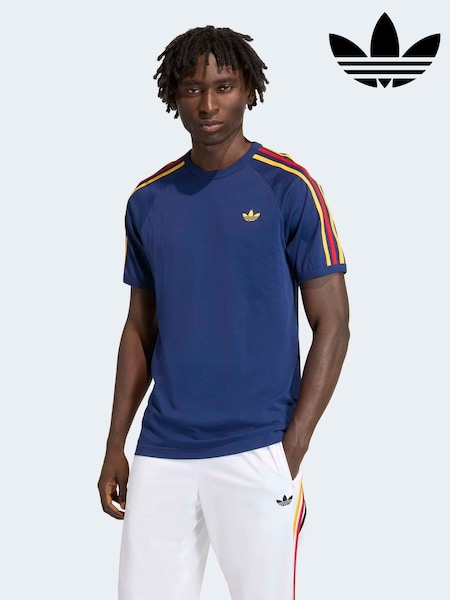 adidas Originals Blue/Yellow 3 Stripes T-Shirt (H99930) | $70
