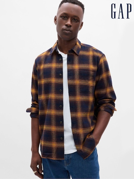 Gap Navy & Yellow Check Long Sleeve Shirt in Standard Fit (K00996) | €9