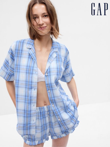 Gap Blue Tartan Soft Pyjama Shirt (K01258) | €13.50