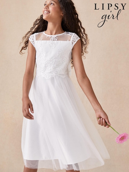 Elfenbein - Lipsy Lace Bodice Occasion Dress (K01318) | 32 € - 38 €