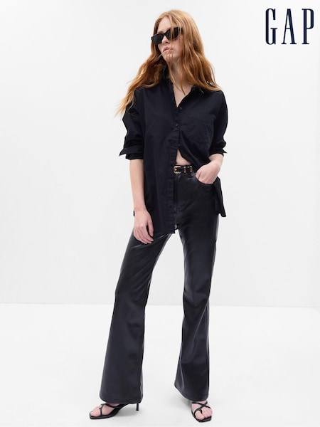 Gap Black High Rise 70s Flare Faux Leather Trousers (K01900) | €12.50