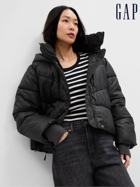Gap Black Cropped ColdControl Max Puffer Coat (K01947) | €60