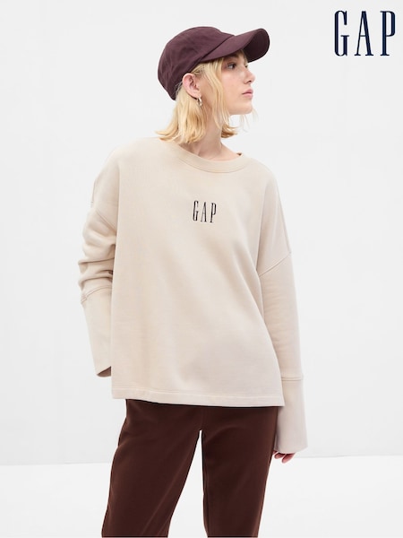 Gap Beige Vintage Soft Crew Neck Long Sleeve Logo Sweatshirt (K02025) | €23