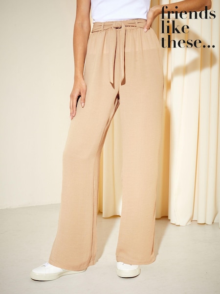 Friends Like These Nude Wide Leg Belted Paperbag Trousers (K07586) | €9
