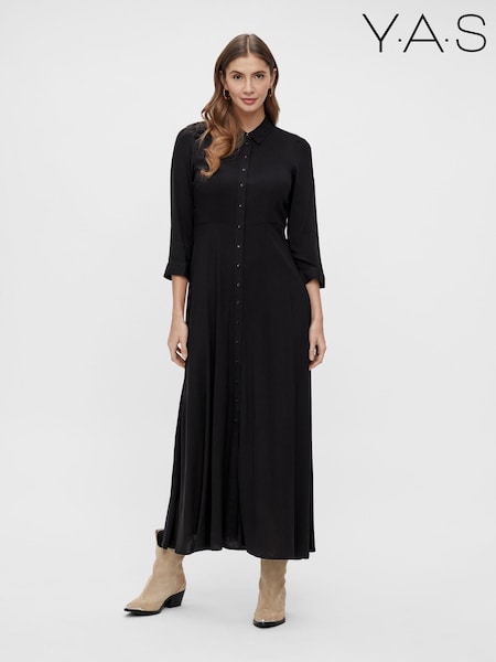 Y.A.S Black Maxi Length Shirt Dress (K07972) | €31