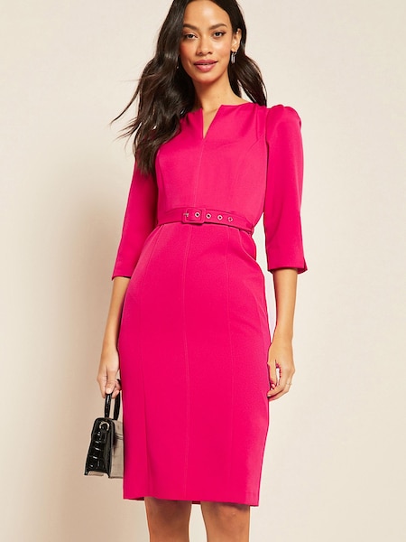 Friends Like These Pink Notch Neck Belted Tailored Dress (K08129) | € 31