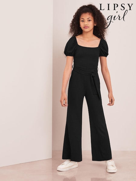Lipsy Black Square Neck Jersey Jumpsuit (K09376) | €12.50 - €17