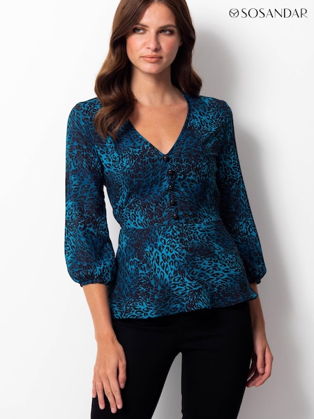 Sosandar Animal Print Fit & Flare Top (K09535) | 171 LEI