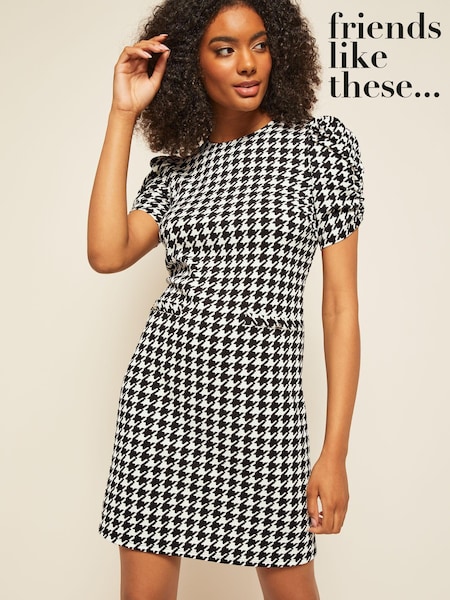 monochrome - Friends Like These Robe droite à col rond à manches bouffantes courtes (K09573) | € 22