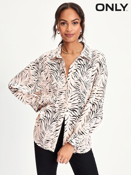 ONLY Black and White Long Sleeve Zebra Animal Printed Shirt (K09593) | €20