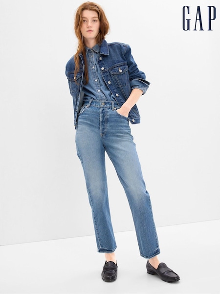 Light Wash Sininen - Gap High Waisted Cheeky Straight Jeans (K10660) | €95