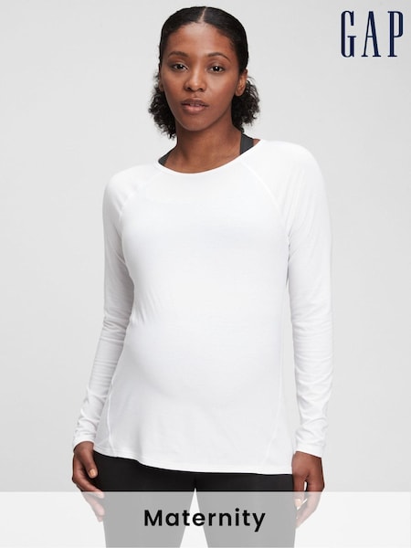Gap White Maternity Breathable Long Sleeve Crew Neck T-Shirt (K12435) | €8