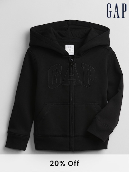 Gap Black Zip Up Logo Zip Up Hoodie (6mths-5yrs) (K12836) | €26