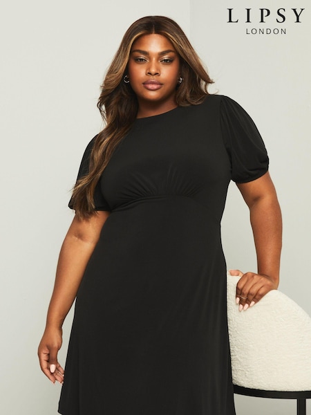 Lipsy Black Curve Jersey Underbust Puff Sleeve Mini Dress (K13883) | € 23