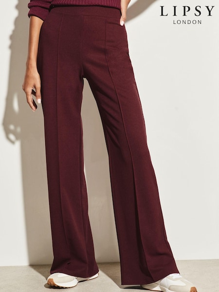 Lipsy Berry Red Petite High Waist Wide Leg Tailored Trousers (K16304) | €21
