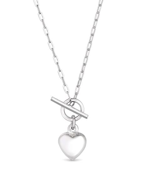Simply Silver Silver Puff Heart T-Bar Necklace (K16980) | €30