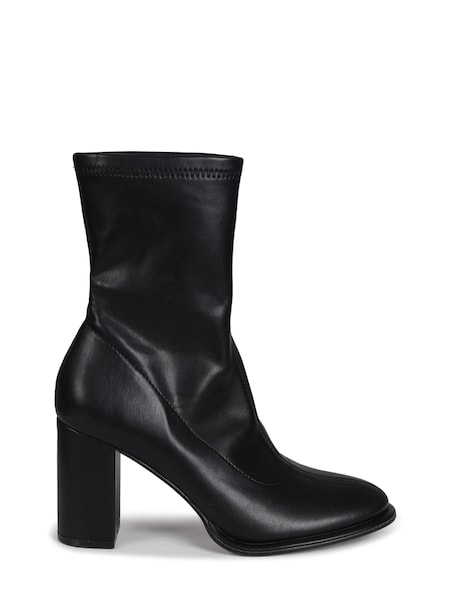 Linzi Black Bluebell Sock Style Ankle Boot With Block Heel (K17798) | €23