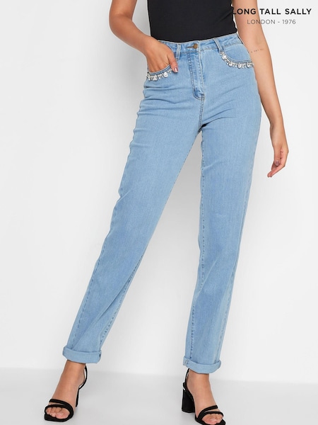 Long Tall Sally Blue UNA Mom Jewel Pocket Jean (K18069) | €24