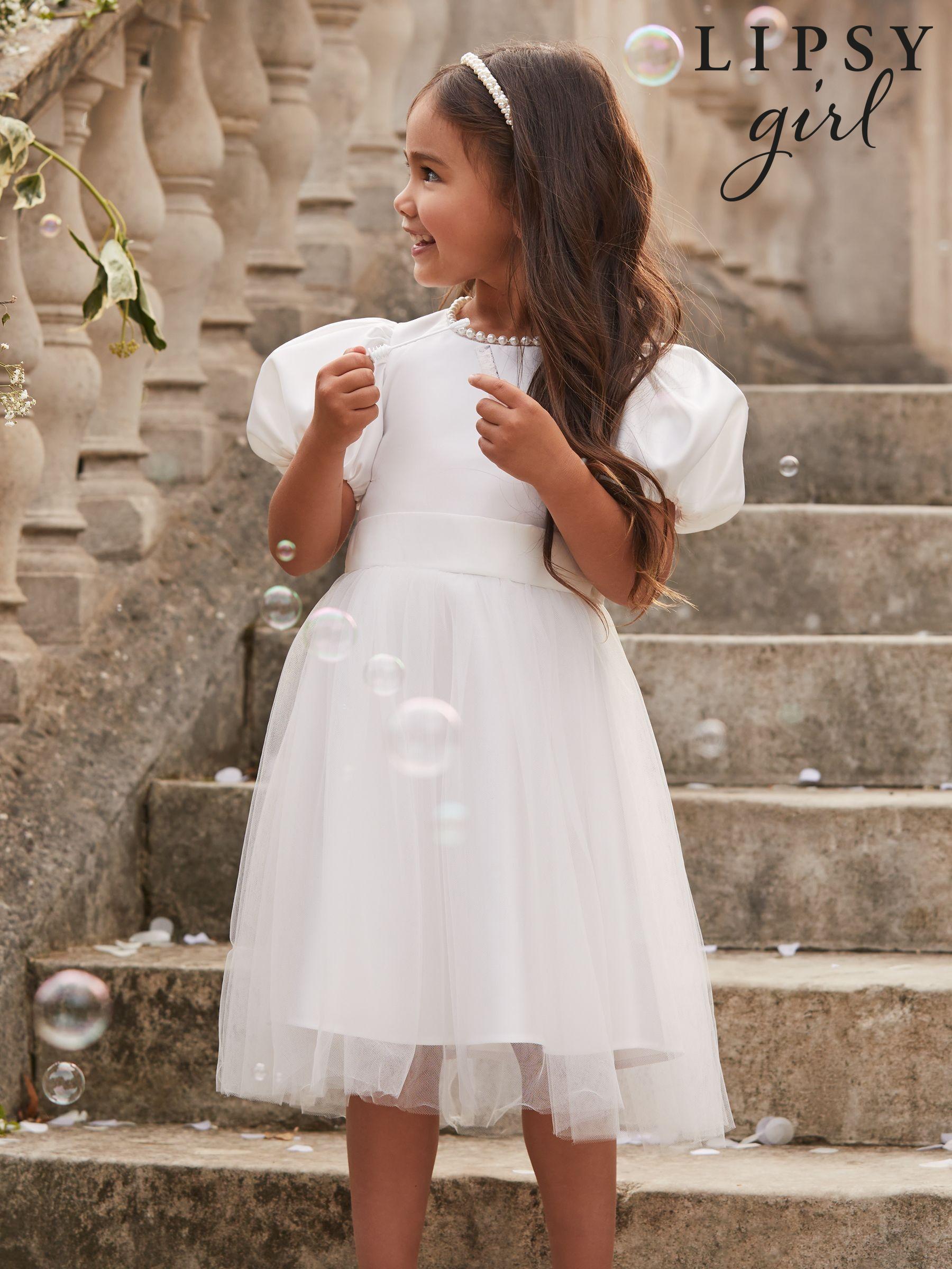 Plain white flower girl dresses sales