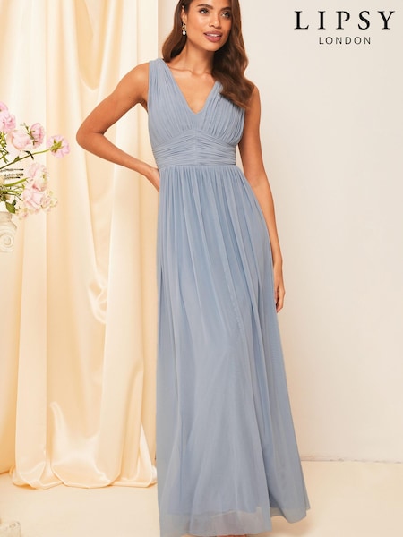 Lipsy Blue Empire Sleeveless Bridesmaid Maxi Dress (K19361) | €40