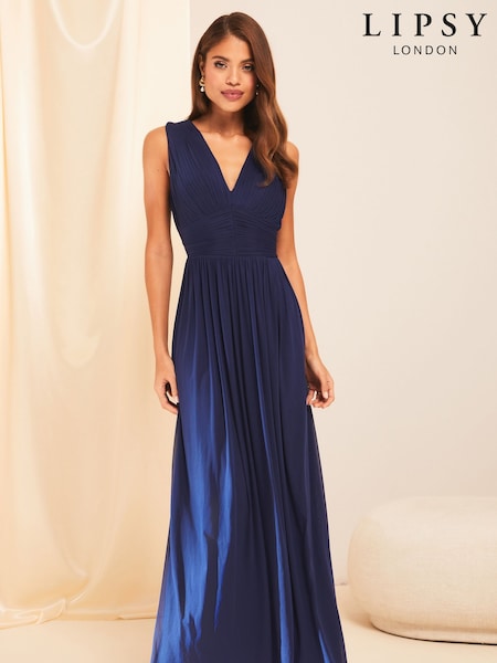 Marineblau - Lipsy Empire Sleeveless Bridesmaid Maxi Dress (K19383) | 68 €