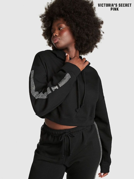 Victoria's Secret PINK Pure Black Shine Cropped Hoodie (K21426) | €22
