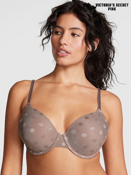 Victoria's Secret PINK Iced Coffee Brown Dot Mesh Lightly Lined Demi Bra (K21439) | €15.50