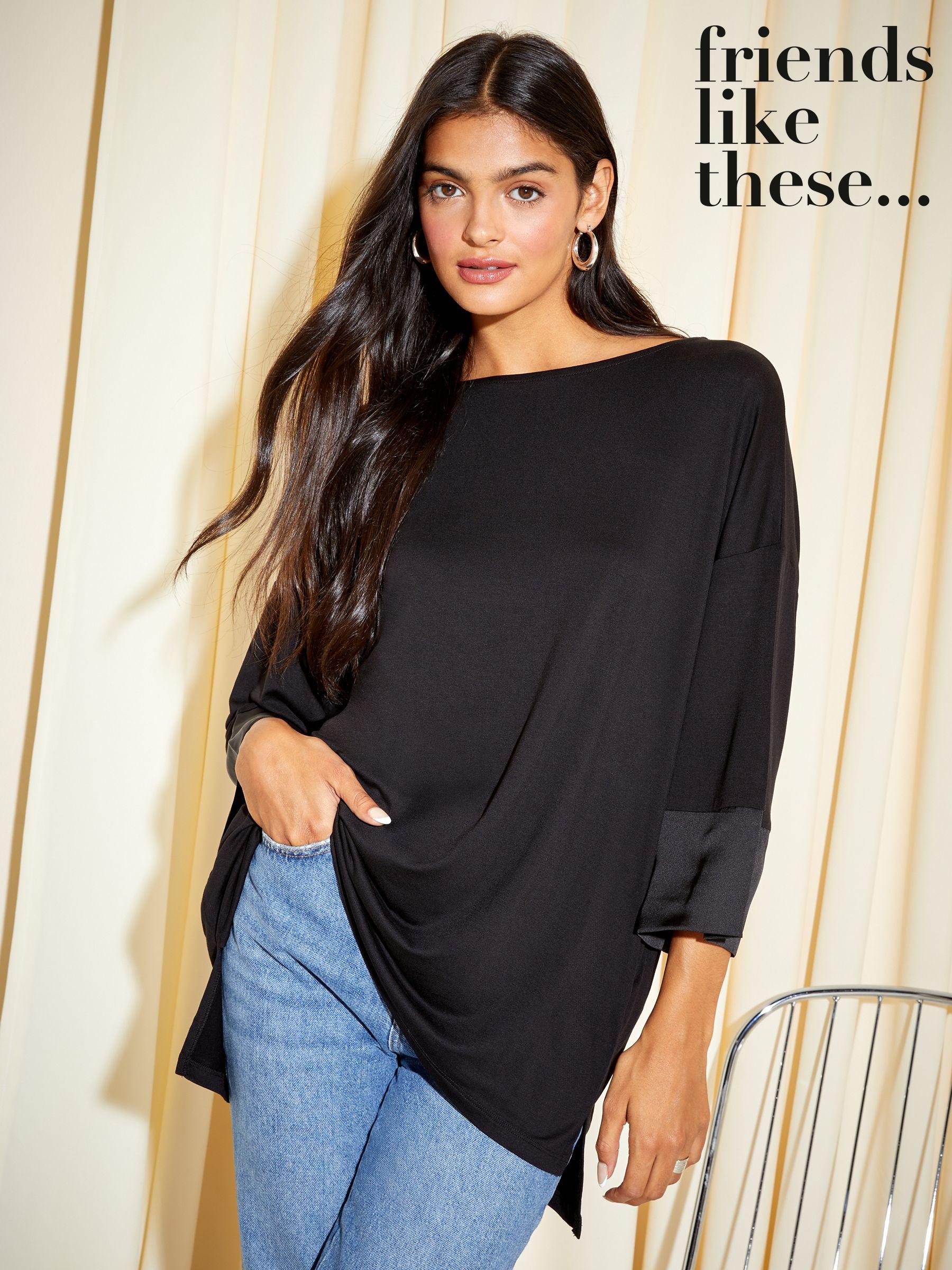 Women s Plain Long Line Long Sleeve Satin Tops Next United Arab Emirates