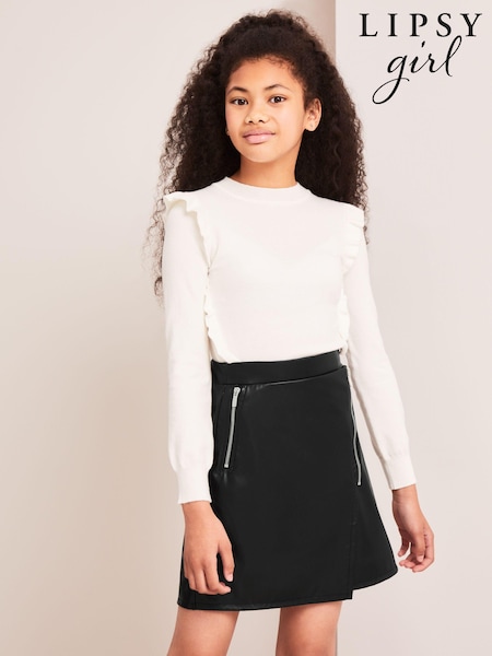 Lipsy Black Asymmetric PU Skirt (K22850) | €7 - €10.50