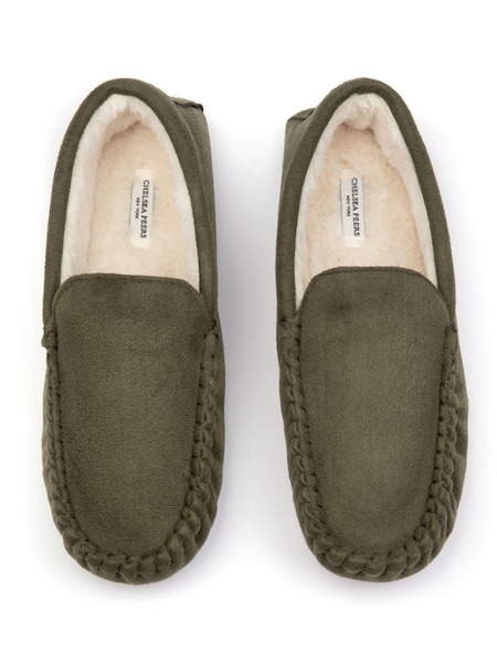 Chelsea Peers Green Suedette Moccasin Slippers - Men's (K23089) | €20