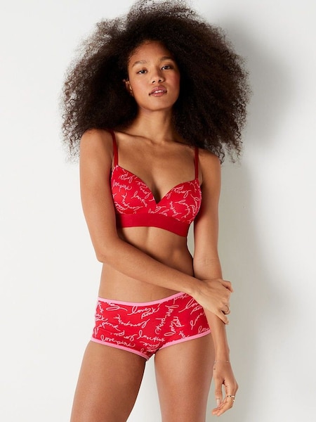 Victoria's Secret PINK Red Pepper Logo Print Non Wired Push Up Smooth T-Shirt Bra (K24477) | €20