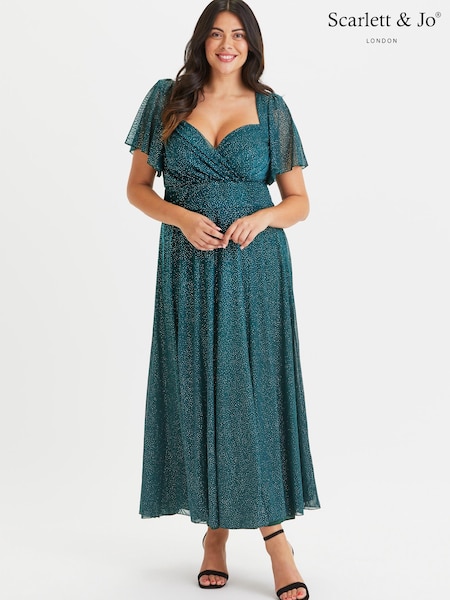 Scarlett & Jo Teal Green Curve Bolero Wrap Bodice Maxi Dress (K24605) | €68