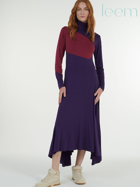 leem Purple High-Neck Jersey Dress (K24875) | €50
