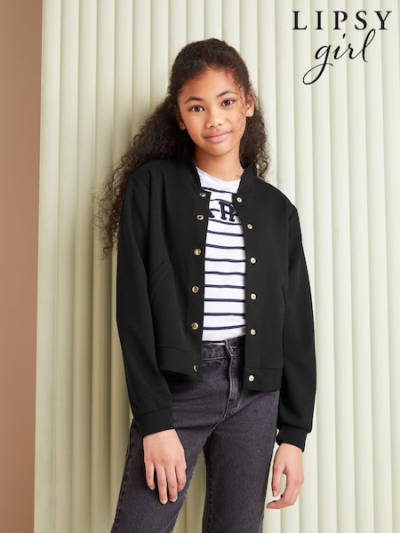 Lipsy Black Scuba Button Through Bomber Jacket (K26900) | €15 - €19.50