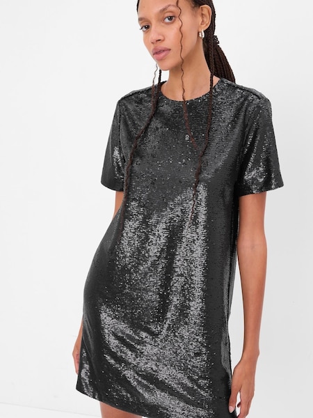 Gap Black Sequin Short Sleeve T-Shirt Mini Dress (K27280) | €13.50