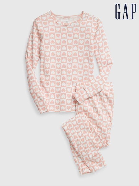 Gap Pink Check Hearts Long Sleeve Pyjama Set (K27929) | €22.50
