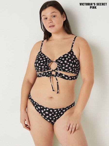 Victoria's Secret PINK Pure Black Floral Cutout Bikini Top (K28539) | €22.50