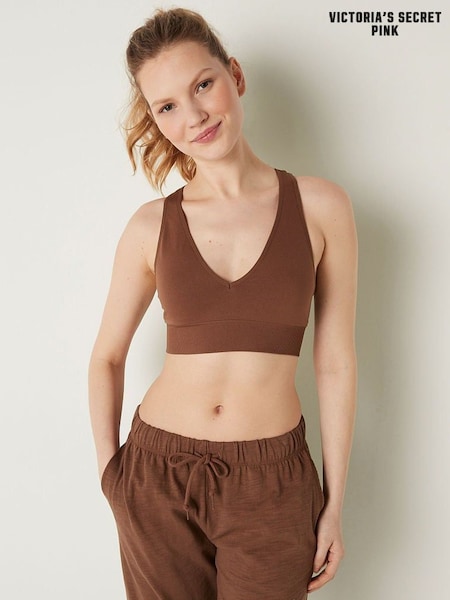 Victoria's Secret PINK Soft Cappuccino Brown Seamless Plunge Bralette (K28563) | €15.50