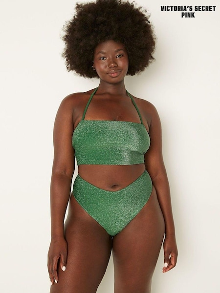 Victoria's Secret PINK Forest Pine Green Brazilian Shimmer High Waist Cheeky Bikini Bottom (K28567) | €5