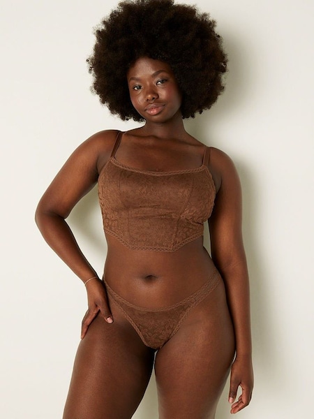 Victoria's Secret PINK Soft Cappuccino Brown Lace Lightly Lined Corset Bralette (K28587) | €15.50
